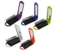 Toyvian 5pcs 5pcs Portable Folding Comb with Mirror Anti-static High Temperature Resistant Hair Comb for Travel Outdoor Compact Plastic Design in Light Blue Bright Orange White Green