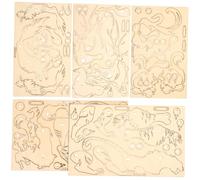 Toyvian 5pcs Animal Puzzle Kit Wooden DIY Jigsaw for Creative Educational Model Building with Wolf Dragon Fox Deer Tiger for Home Decor