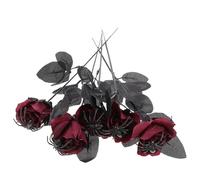 Toyvian 5pcs Artificial Rose Flower Decoration with Creepy Spider Design, Polyester and Plastic Material, for Halloween Party Home Décor and Festival Arrangement