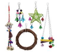 Toyvian 5Pcs Bird Cage Set Hanging Bell Chewing Swing for Parrots Finches Birds Engaging Beaks for Playful Companions