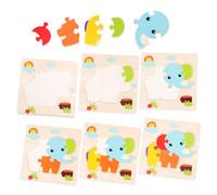 Toyvian 5pcs Cartoon Wooden Jigsaw Puzzles for Educational Animal Puzzle Including Bee Frog Goldfish Fish Elephant Portable Early Development Activity for Preschoolers