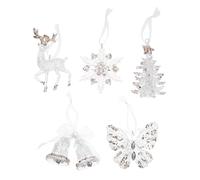 Toyvian 5pcs Christmas Tree Ornament Decoration: Hanging Crystal Snowflake Bells Elk Butterfly Pendants Clear Acrylic Christmas Crystals for Xmas Tree Decor Winter Scene Decorations
