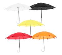Toyvian 5pcs Colorful Miniature Doll Umbrella Easy Open Close Tiny Travel Parasol for Crafts DIY Decorations Party Favors Home Accessories in Red Yellow Orange Black White