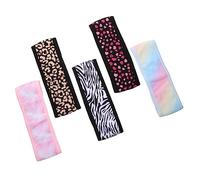 Toyvian 5pcs Floral Headbands for Women Cotton Yoga Sweatbands Adjustable Hair Accessories for Sports and Face Washing Zebra Leopard Heart Rainbow Sakura Pink