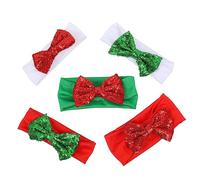 Toyvian 5pcs Glitter Bow Headbands for Girls Christmas Hair Accessories Fun and Stylish Wraps for Toddlers for Holiday Parties and Celebrations