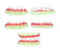 Toyvian 5Pcs Halloween Glow-In-The-Dark Artificial Teeth Props, Zombie Fiend Dentures for Horror Costume Party, Decorative Fake Vampire Teeth for Masquerade and Night Events