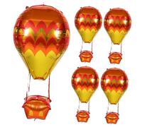Toyvian 5pcs Hot Air Balloon Decor Layout Prop Hot Air Foil Balloons Festival Accessory Inflatable Props Aluminum Film Orange