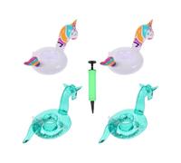 Toyvian 5pcs Inflatable Floating Drink Holders Set with Pump, PVC Colorful Party Drink Mats, Creative Unicorn and Multicolor Patterns for Pool, Beach, and Outdoor Use