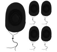 Toyvian 5pcs Kids Cowboy Hat: Toddler Cowgirl Costume Accessory For Boys And Girls - Black Cap For Dress Up - Halloween Cosplay Western Hats