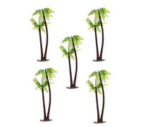 Toyvian 5pcs Mini Artificial Coconut Trees for Fish Tank Decoration, Plastic Model Trees with Realistic Visual Effect and Tropical Vibe, for Aquarium and Model Landscape Scenery