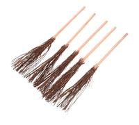 Toyvian 5pcs Mini Brooms Handcrafted Twig Branches DIY Craft Accessories for Dollhouse Micro Landscape Decoration Wedding Party Ornaments