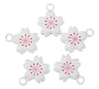 Toyvian 5pcs Mini Cherry Blossom Bell Charms White Hanging Pendants for DIY Crafts Keychains Phone and Bag Decorations with Japanese Style Floral Design