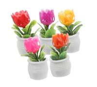 Toyvian 5pcs Miniature Artificial Succulent Plants for Dollhouse Micro Landscape Decoration Compact Faux Greenery Ornaments Portable Doll Accessories to Enhance Cozy Scenes