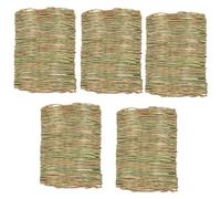 Toyvian 5pcs Natural Grass Mat Bedding for Small Animals Rabbit Woven Bed Chew, Pet Grass Pad Nesting Mat for Guinea Pig Bunny and Hamster