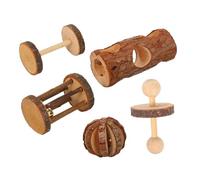 Toyvian 5pcs Natural Hamster Wooden Toys Bite Resistant Molar Toys Exercise Enrichment Safe for Dwarf Hamster Guinea Pig Small Animals