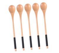 Toyvian 5pcs Natural Wooden Honey Spoons with Black Thread Long Handle for Stirring and Serving Kitchenware Utensils for Desserts Salads Soups and Asian Cuisine