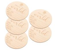 Toyvian 5pcs Newborn Name Sign Wooden Birth Announcement Plaque for Hospital Shower Card Safe and Smooth Photography Prop for Celebrating Arrival