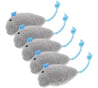 Toyvian 5pcs Plush Mouse Cat Soft Interactive Kitten Plaything Compact Wear-resistant Household Blue Tail Mouse for Indoor Pet Supplies