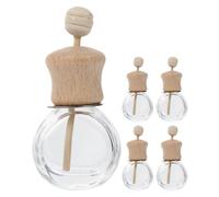 Toyvian 5pcs Refillable Car Essential Oil Diffuser Bottles with Vent Clip 10ml Flat round High Waist Design Car Air Freshener Aromatherapy Perfume Diffuser for Vehicle Use