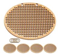 Toyvian 5pcs Round Cross Stitch Chip Pendants DIY Wooden Chip Pendant Beige Wood Material Handmade DIY Craft Ornaments for Holiday Decoration