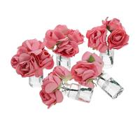 Toyvian 5pcs Scale Small Glass Resin Vases with Colorful Artificial Flowers Mini Pocket Vases for DIY Fairy Garden Bonsai Model Desk Shelf Decoration