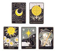 Toyvian 5pcs Stylish Tarot Brooch Set Enamel Pins Decorative Alloy Brooch Pin Accessories for Scarves and Dresses Unique Creative Design Suitable for Occasions Sturdy and Not Easy
