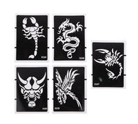 Toyvian 5pcs Temporary Body Tattoos Stencils for Body Painting with Glitter Effect, Reusable Pvc Hollow Templates Suitable for Carnival and Pool Use