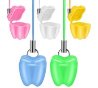 Toyvian 5pcs Tooth Saver Necklaces - Plastic Milk Teeth Storage Box Holders Necklaces for Lost for Boys Girls Kids Keepsake Goodie Bag Fillers Party Favors