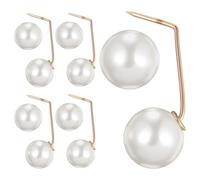 Toyvian 5Pcs Women Pearl Safety Brooch Pins Skirt Button Clips with White Pearl Head, Practical Fashion Brooch Pins for Dress Modesty and Waist Fixing