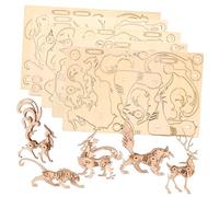 Toyvian 5pcs Wooden Animal Puzzle for Creative DIY Jigsaw with Wolf Dragon Fox Deer Tiger Educational Wild Animals Plaything for Boys Developing Hand-eye Coordination and Spatial Skills