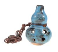Toyvian 6-hole Alto c Ceramic Ocarina Pendant Music Instrument for Relaxation and Storytelling, Blue Gourd Design, Professional Mid-tone Flute for Camping and Meditation