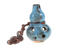 Toyvian 6-hole Alto c Ocarina Ceramic Pendant Instrument Small Gourd Blue Glaze for Relaxation Meditation Storytelling and Camping Music Players