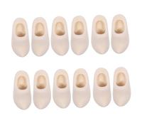 Toyvian 6 Pairs Miniature Wooden Doll Shoes Unfinished Dutch Clogs for DIY Crafts Blank Wood Shoe Miniatures for Dollhouse Mini Garden and Desktop Decor with Fine Detailing