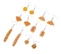 Toyvian 6 Pairs Resin Food Pendant Earrings for Women Cute Bread Dangle Jewelry Accessories Gift for Daily Wear and Party