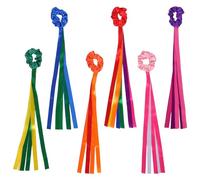 Toyvian 6 Pcs Rainbow Dance Ribbons - 60cm Toddler Rhythm Gymnastics Streamers with Elasticated Wrist Straps, Colorful Sensory Dancing Ribbons for Toddlers, Ballet Performance, Gymnastics