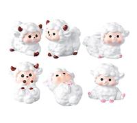 Toyvian 6 Pieces Mini Sheep Figurines: Garden Miniature Sheep Statues Resin Goat Lamb Garden Farm Animal Statues Fairy Gardens Toy Resin Figurine Small Lambs