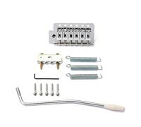 Toyvian 6 String ST Tremolo Bridge System Flat Saddle Screw-in Arm and Springs for Electric Guitar Accessories (Silver)