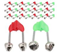 Toyvian 60pcs Fishing Rod Bells Bite Alarm Indicators with Dual Alert Bells for Outdoor Night Boat Alarm Fishing Rod Bite Indicator Loud Sound
