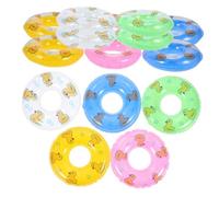 Toyvian 60pcs Mini Inflatable Swim Rings for Pool Floaties Portable Rubber Rings with Bright Colors Quick Inflate Deflate Dollhouse Decorations and Summer Bathtub
