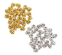 Toyvian 60Pcs Tibetan Buddha Head Spacer Beads, Antique Gold and Silver Alloy Metal Charms for Bracelet Making, Loose Boho Jewelry Findings Suitable for Meditation Mala Crafting