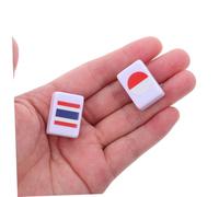 Toyvian 64pcs National Flags Mahjong Tiles Set Travel Strategy and Memory Game for Players Portable Geography Learning Board Game for Couples Family and Party Entertainment