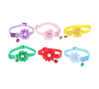 Toyvian 6pcs Adjustable Flower Design Pet Cat Collars Supple Dog Collars Decorative Neckwear for Photo Prop Cat Bell Puppy Bow