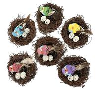 Toyvian 6pcs Artificial Bird Nest Decor Set Realistic Bird Egg Ornament for Garden Home Balcony Decoration Craft with Fine Workmanship and Delicate Details