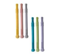 Toyvian 6pcs Baby Teething Straw Toys Hollow Molar Sticks Chewable Teether for Infants Soothing Sore Gums Toddler Sensory Play Set Random Color