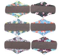 Toyvian 6pcs Bamboo Charcoal Sanitary Towel Washable Reusable Menstrual Pad Comfortable Skin Touch Mixed Colour Pack Random Color