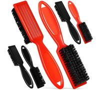 Toyvian 6pcs Barber Nylon Hair Clipper Cleaning Brushes Set for Men, Vintage Style Hairdressing Tools Black and Red Handles, Professional Salon Trimmer Accessories