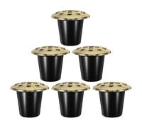 Toyvian 6Pcs Black 16-Hole Lotus Cemetery Flower Vase with Gold-Plated Lid - Plastic Grave Flower Pots for Memorial Floral Arrangements and Graveside Decoration