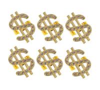Toyvian 6pcs Bling Hip Hop Statement Rings with Sparkling Diamonds for Costume Cosplay Rapper Jewellery Movie Prop Quality Finger Bands for Women Men Halloween Party Accessory