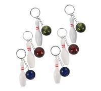Toyvian 6pcs Bowling Ball Keychains Multi-use Sports Ornament Key Rings for Adults Bowling Party Favors Team Red Green Blue