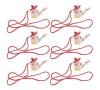 Toyvian 6pcs Ceramic Water Bird Whistles with Lanyard - Warbler Sound Musical Whistle Instruments for Outdoor Play, Educational, and Party Favors in Rabbit Design